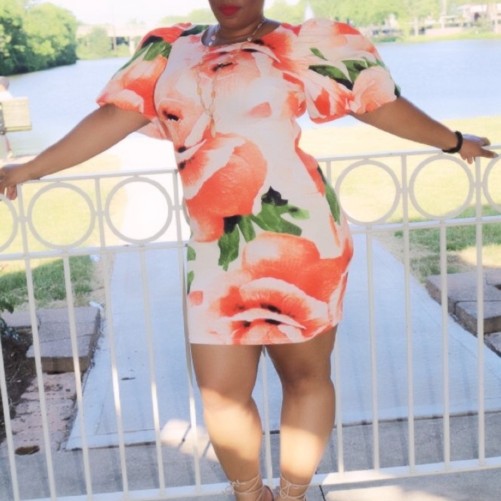 Plus size, floral print, tube dress